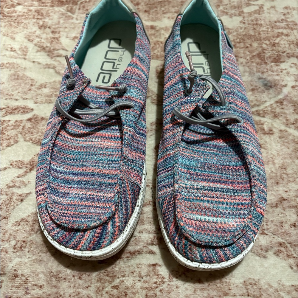 Hey Dude Women's Striped Flats in Pink and Blue